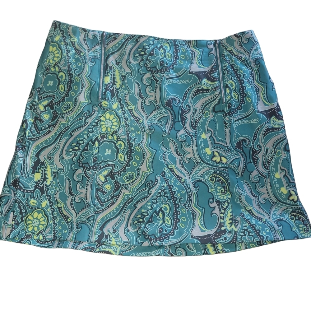 Lady Hagen Aqua and Green Paisley Activewear Skort 8